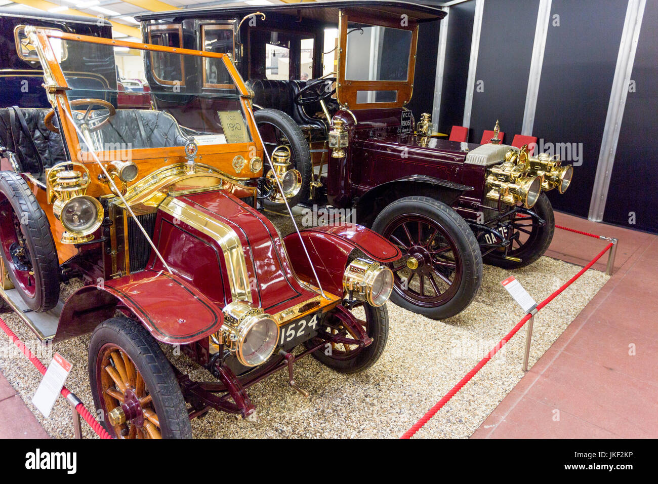 A 1910 Renault AX and 1905 Daimler Limousine in the Haynes International Motor Museum, Sparkford, Somerset, England, UK Stock Photo