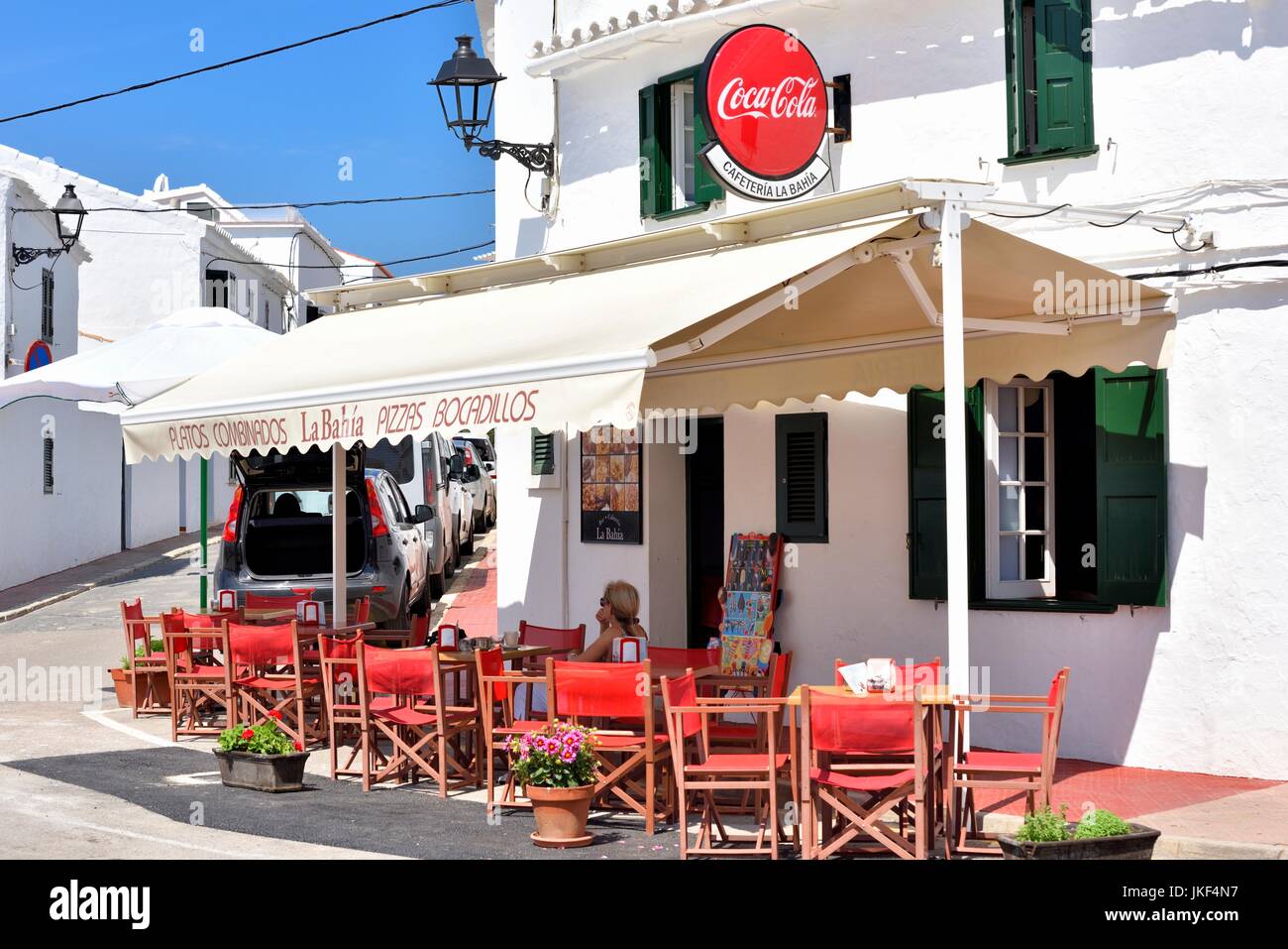 Outdoor cafe restaurant Fornells menorca minorca Stock Photo - Alamy