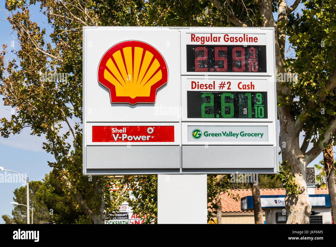 Las Vegas Circa July 2017 Signage and Logo of Shell Gasoline. Royal