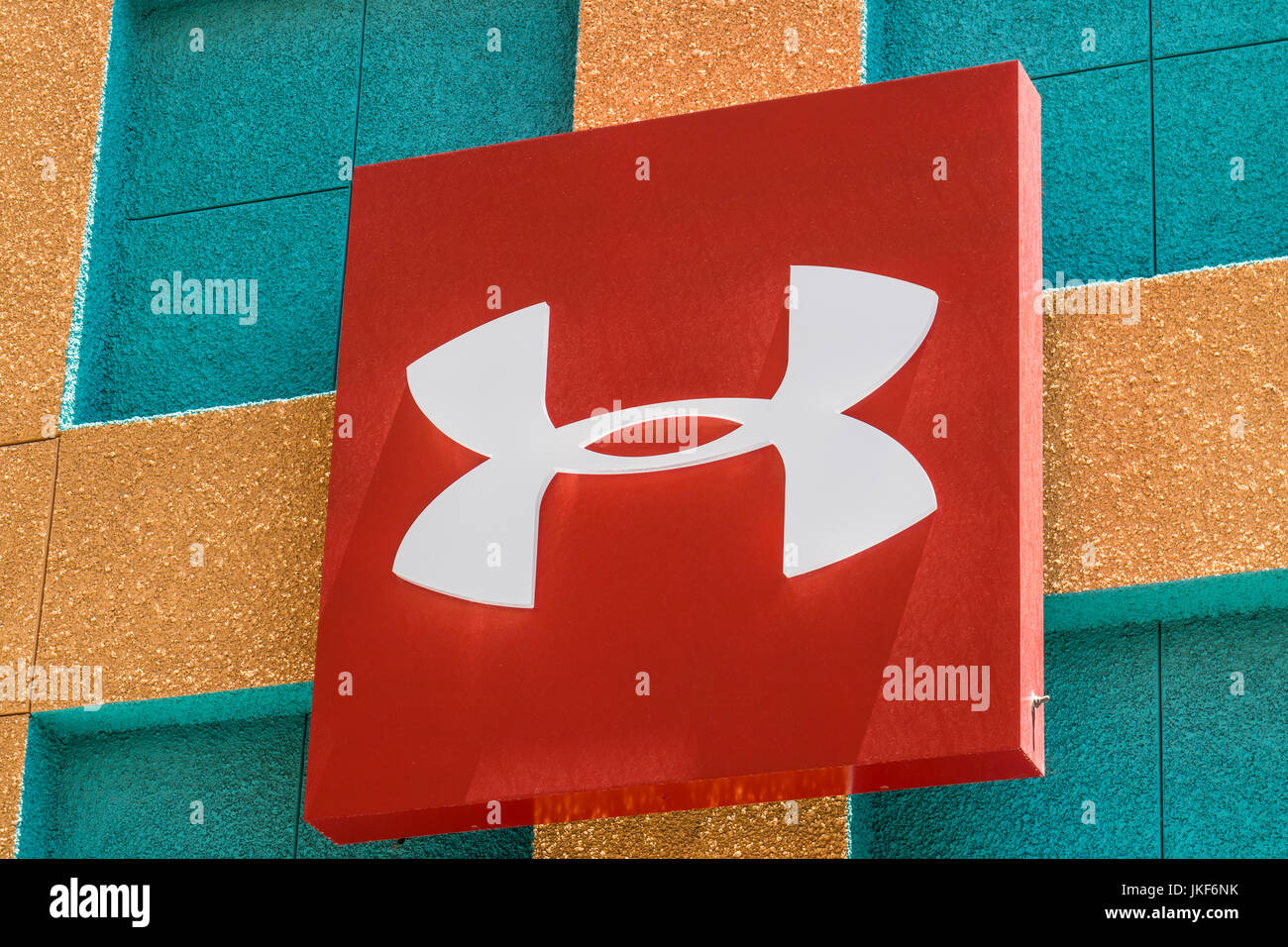 Las Vegas - Circa July 2017: Under Armour outlet shop. Under Armour manufactures a popular line of sporting equipment apparel III Stock Photo