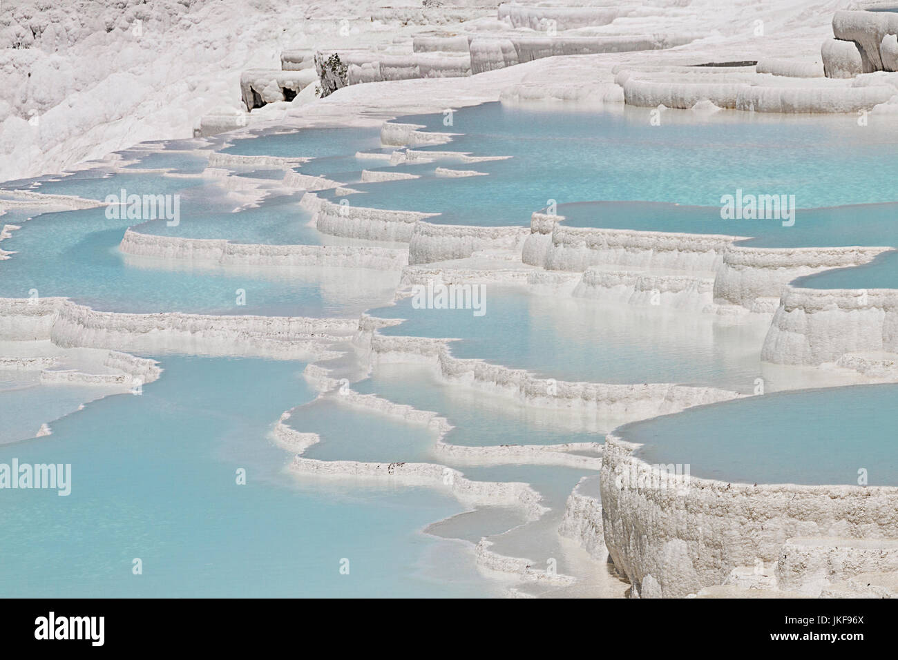 Pamukkale, Turkey, calcium deposit pools known as travertines. Stock Photo