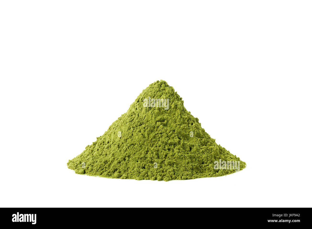 heap of green matcha tea powder isolated on white background Stock Photo