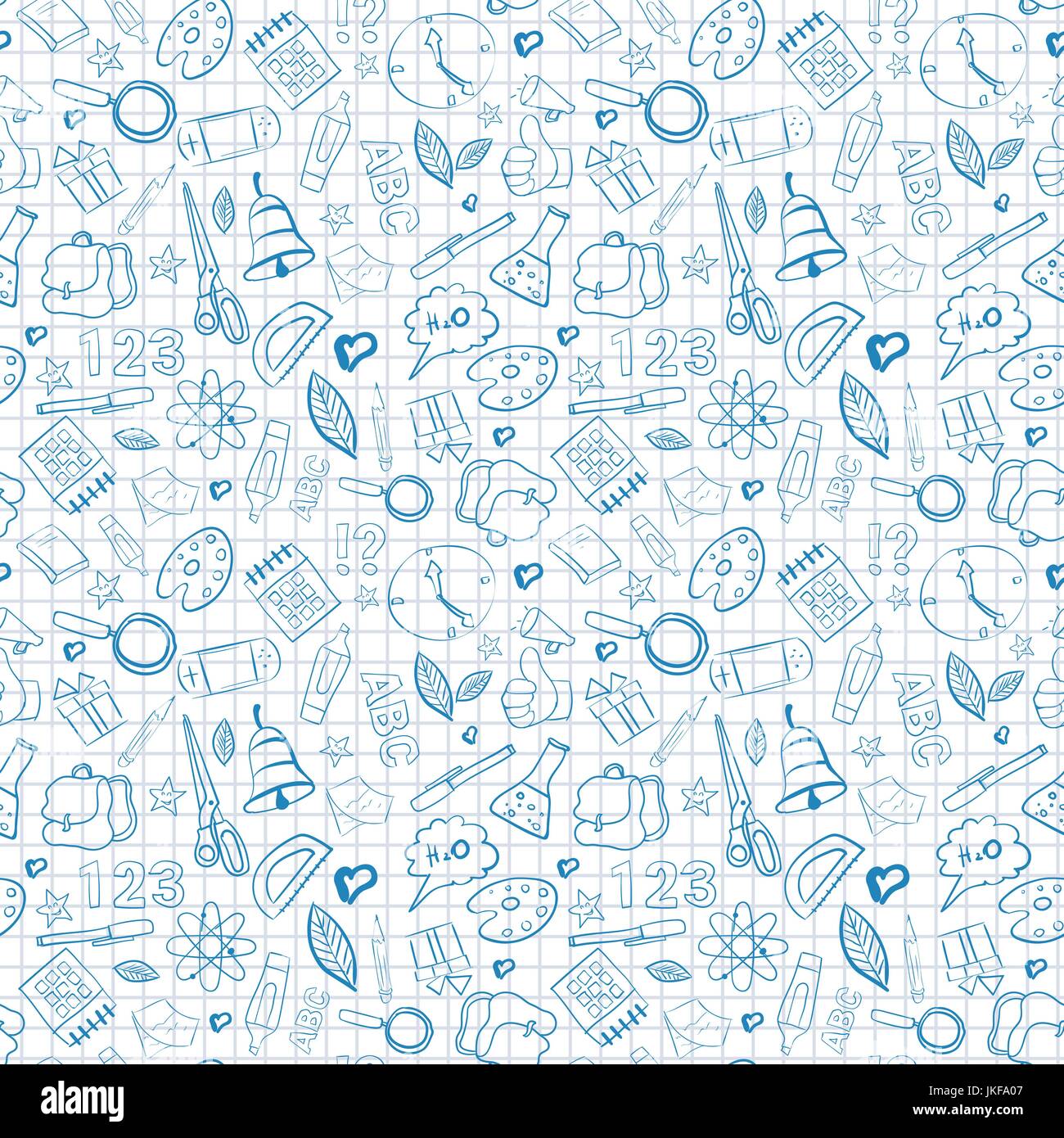 School Supplies Seamless Pattern Doodle Hand Drawn Background Stock ...