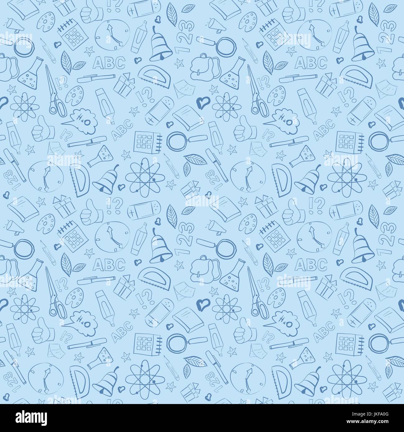 School Supplies Seamless Pattern Doodle Hand Drawn Background Stock ...