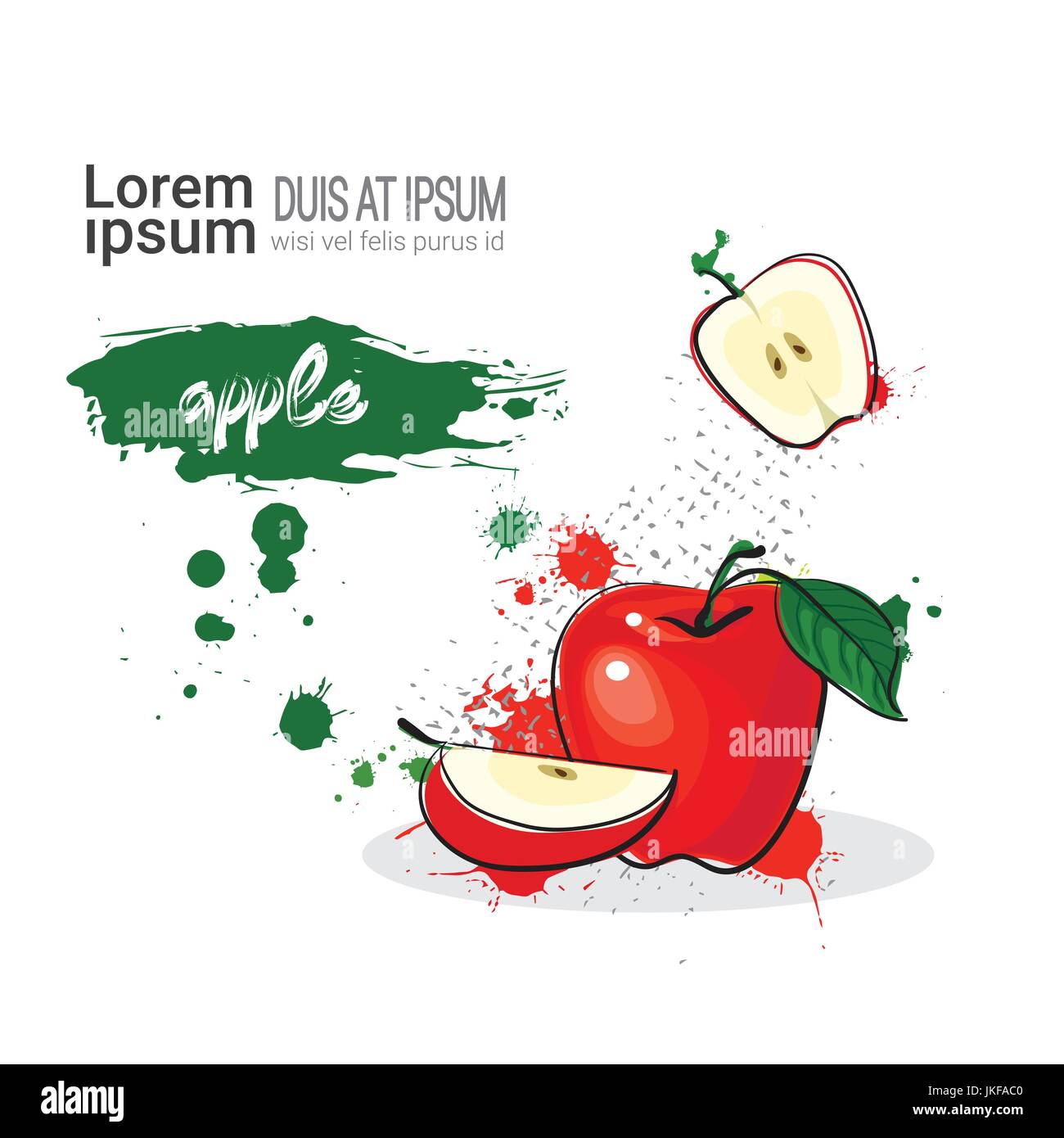 Apple Hand Drawn Watercolor Fruit On White Background With Copy Space Stock Vector Image & Art