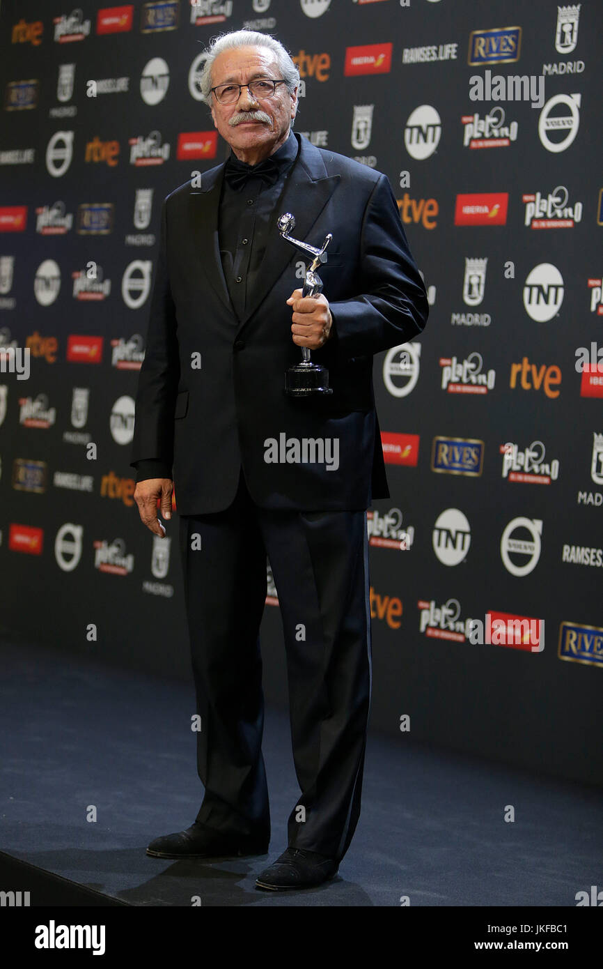 Actor Edward James Olmos during photocall the Platino Awards 2017 in