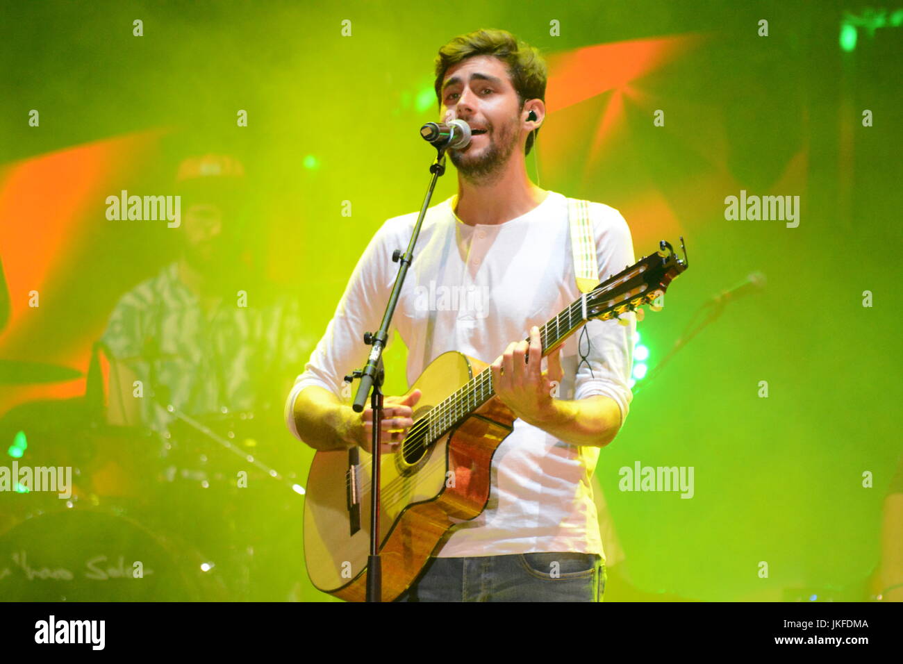 Naples, Italy. 22nd July, 2017. Álvaro Soler spanish singer and songwriter performs on the stage of the ETES Arena Flegrea in Naples during "Naples Noisy Fest" Credit: Mariano Montella/Alamy Live News Stock Photo