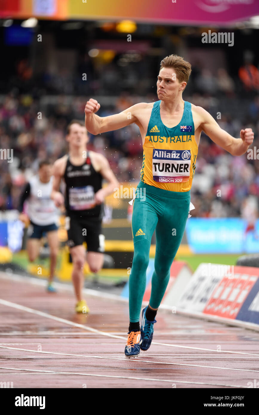 James Turner of Australia won the 800m T36 at the World Para Athletics Championships in the London Stadium Stock Photo