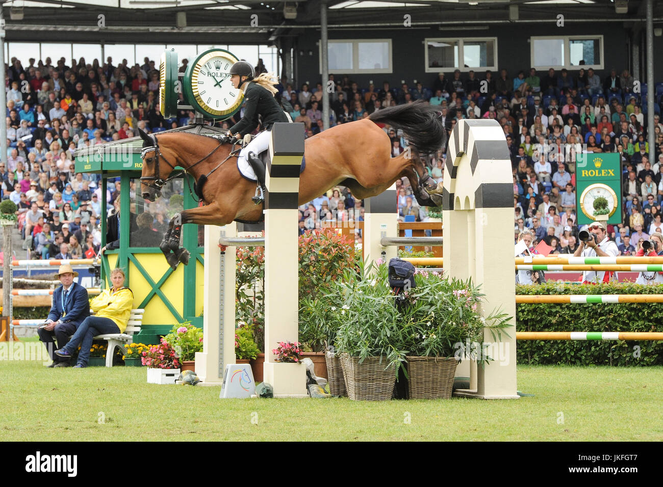 Aachen, Germany. 23rd July, 2017. Showjumper Laura Klaphake on horse Stock  Photo - Alamy