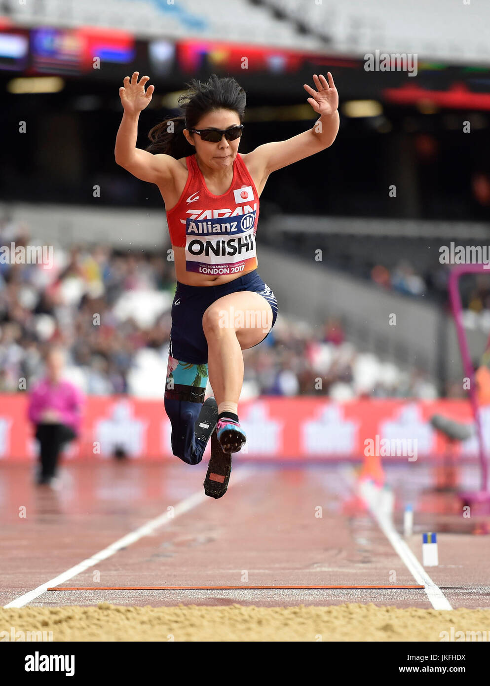 LONDON ENGLAND - July 23, 2017: Hitomi Onish (JPN) in Women's High Jump T42 during World Para Athletics Championships London 2017 at London Stadium on Sunday. Credit: Taka Wu/Alamy Live News Stock Photo