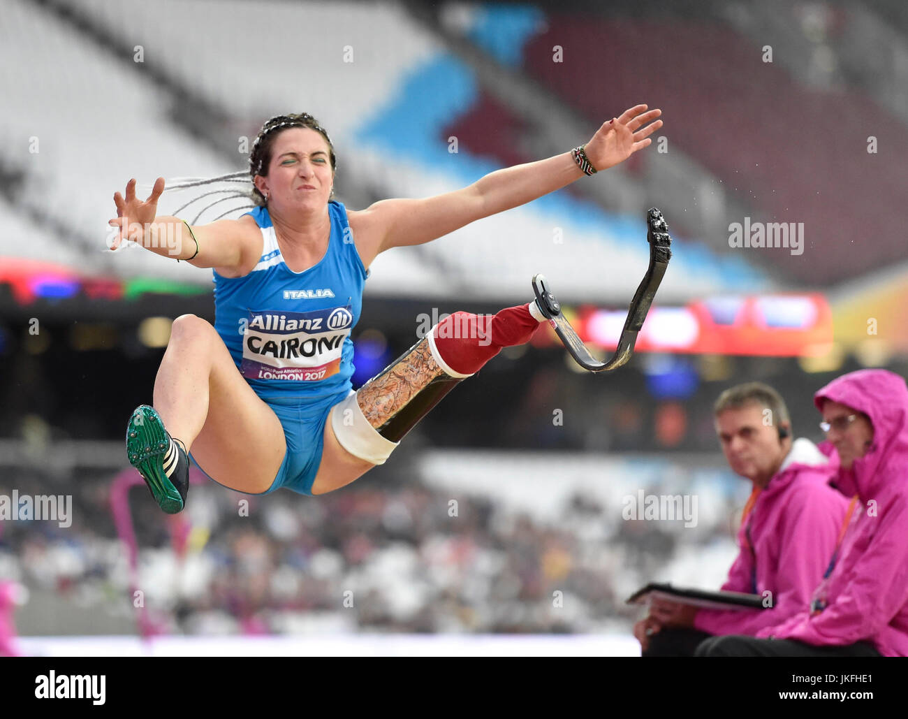 LONDON ENGLAND - July 23, 2017: Martina Caironi (ITA) in Women's High Jump T42 during World Para Athletics Championships London 2017 at London Stadium on Sunday. Credit: Taka Wu/Alamy Live News Stock Photo