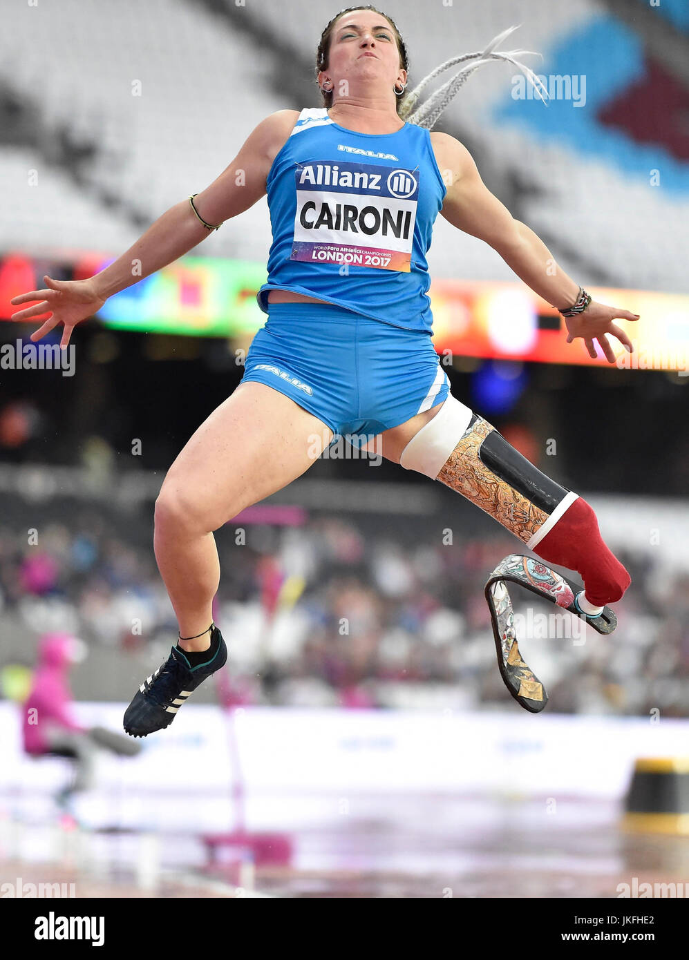 LONDON ENGLAND - July 23, 2017: Martina Caironi (ITA) in Women's High Jump T42 during World Para Athletics Championships London 2017 at London Stadium on Sunday. Credit: Taka Wu/Alamy Live News Stock Photo