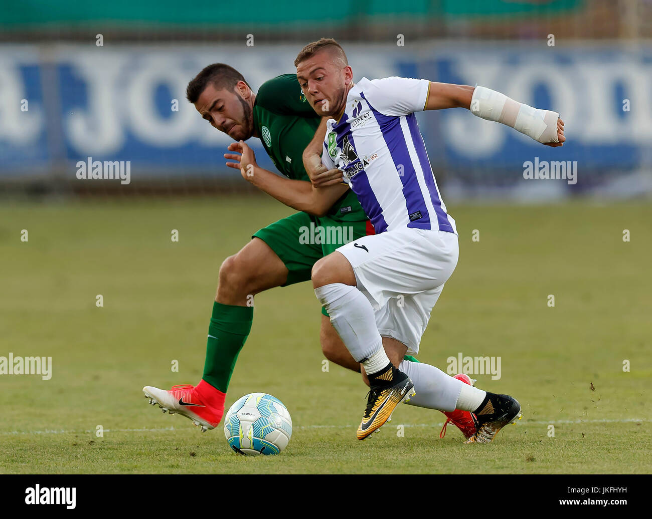 BUDAPEST, HUNGARY - JUNE 20: (l-r) Obinna Nwobodo of Ujpest FC