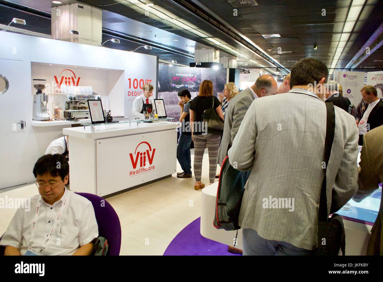 Paris, France, IAS, International AIDS Society Meeting, VIIV Pharmaceutical Company Exhibit, global economy Stock Photo