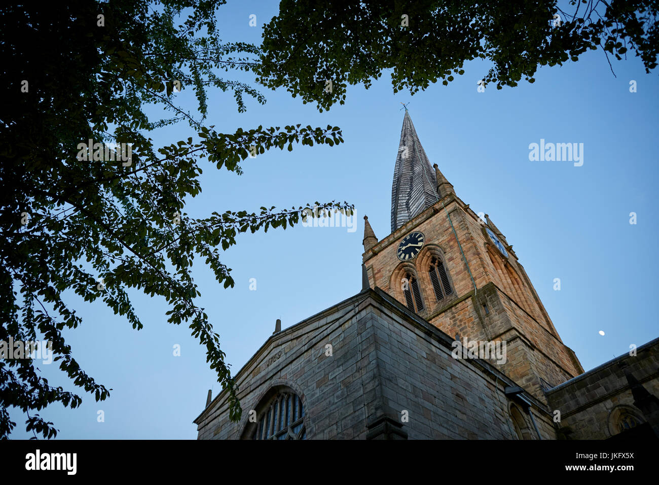 Chesterfield Parish Church an Anglican church dedicated Saint Mary and All Saints, Grade I listed building, in Derbyshire, England, United Kingdom, Eu Stock Photo