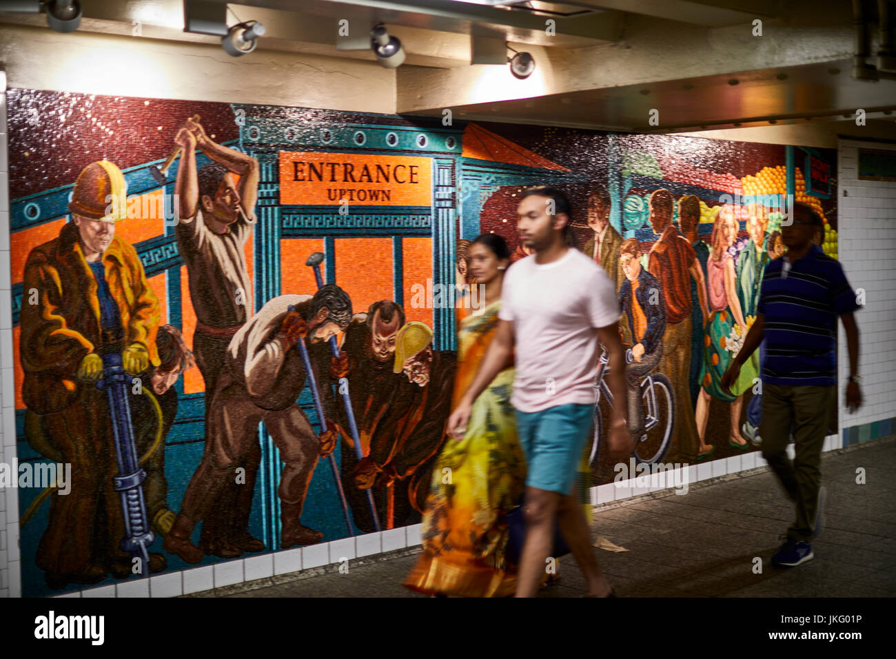 New York City, Manhattan, United States,   Times Square subway murals Stock Photo