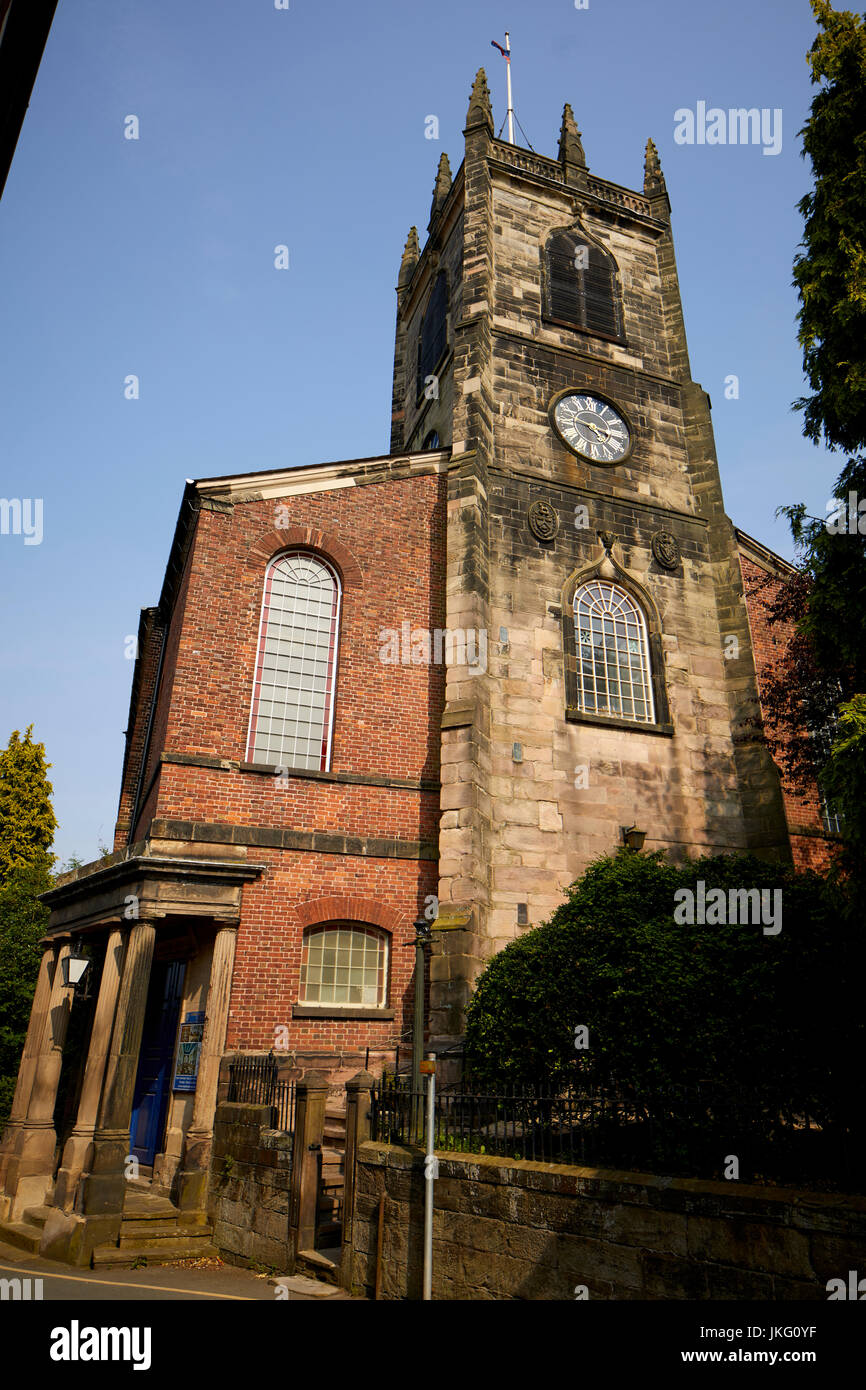 Red brick with stone dressing neoclassical St Peter's Church grade I listed in Congleton Town Centre, Cheshire East, England. Stock Photo