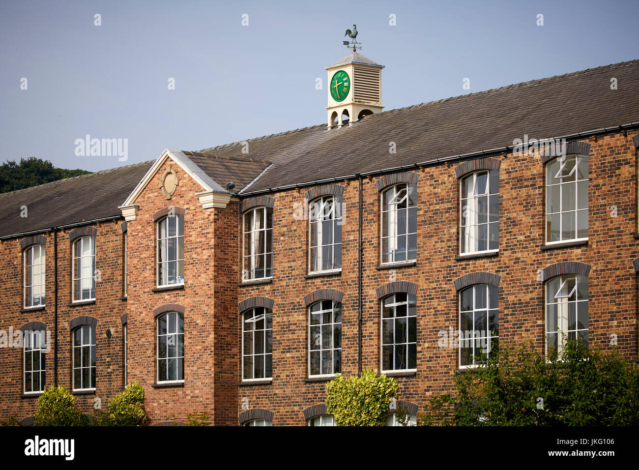 originally Meadow Mill a cigar mill now small business units at Riverside Mill, Mountbatten Way, Congleton Town Centre, Cheshire East, England. Stock Photo