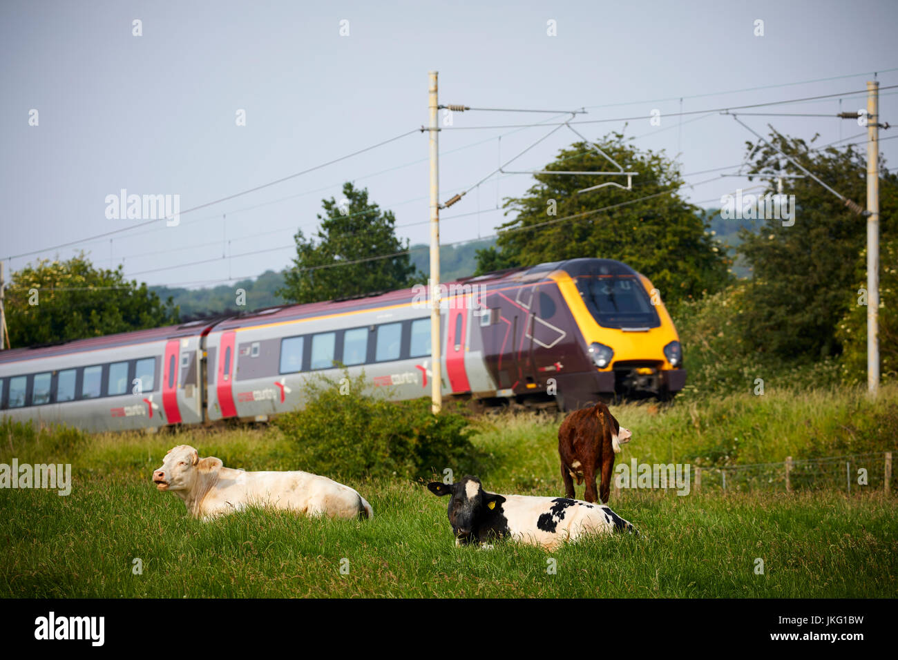 The main Manchester to London WCML at  Congleton, Cheshire East, England. Stock Photo