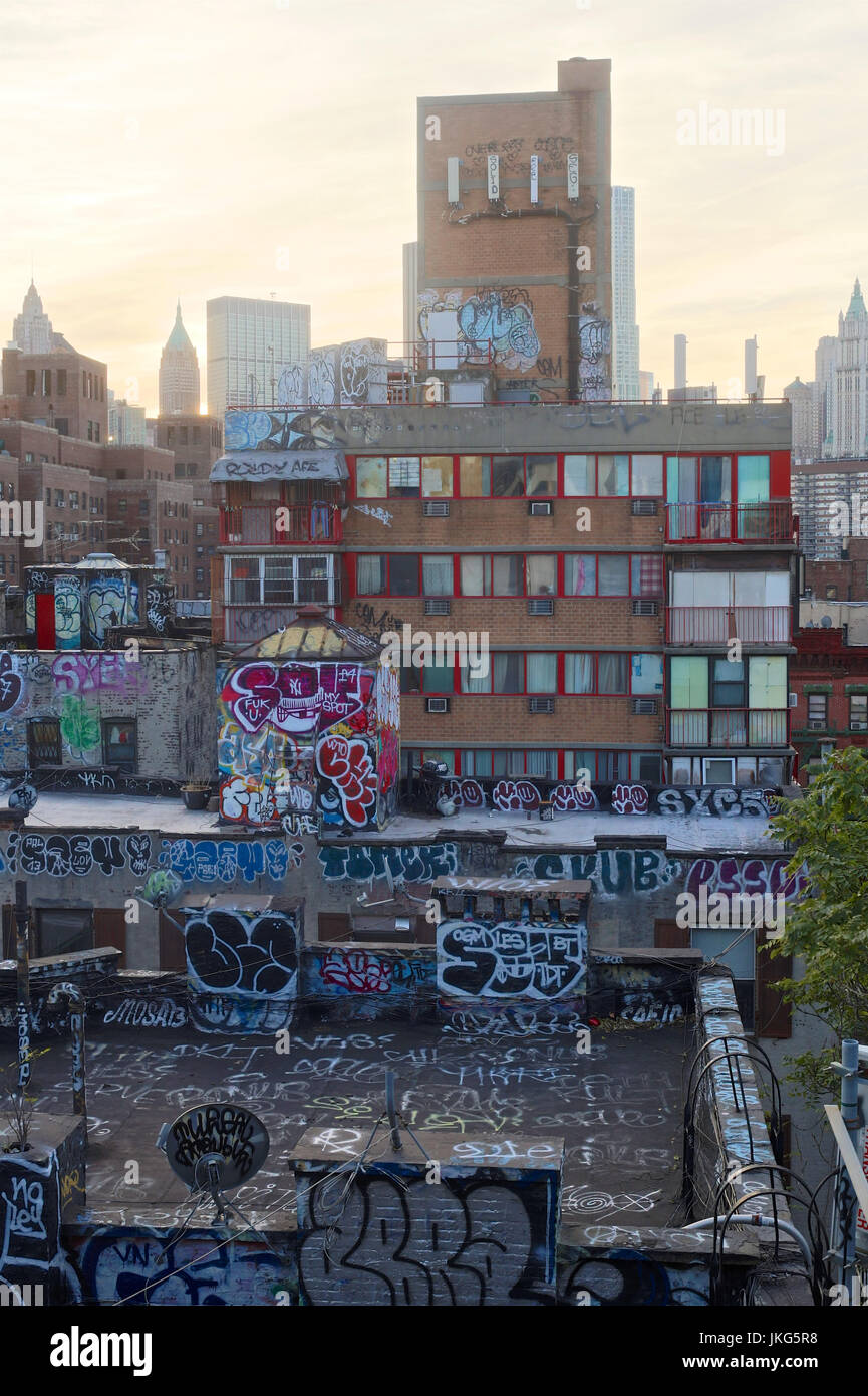 Rooftops in the Lower East Side of Manhattan, New York, NY, USA Stock