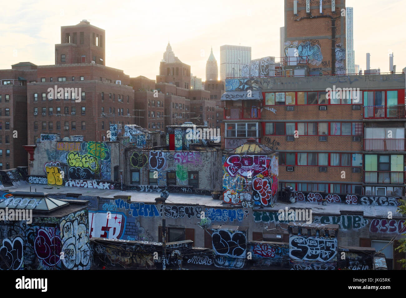 Rooftops in the Lower East Side of Manhattan, New York, NY, USA Stock