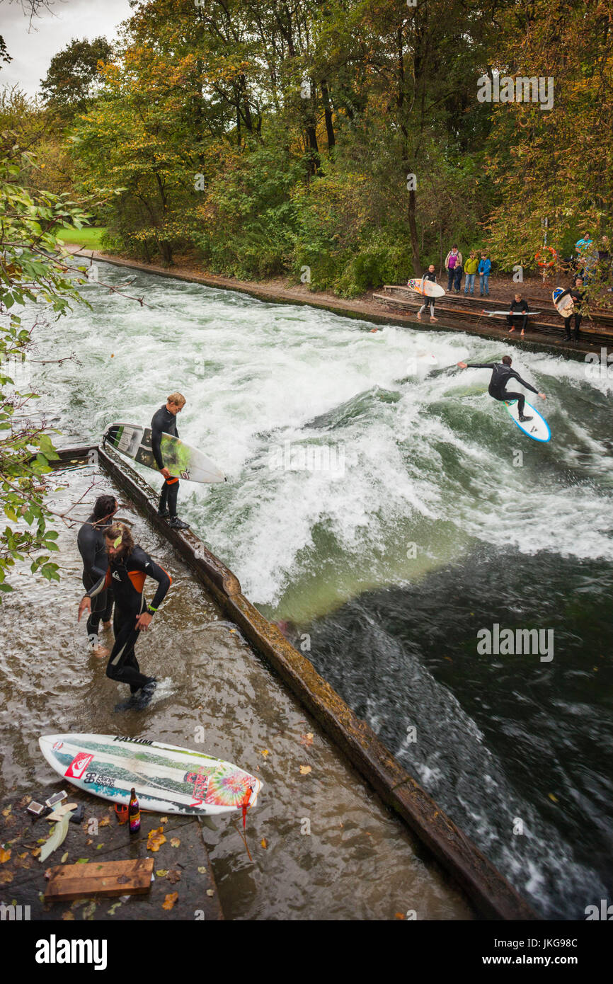 Germany Bavaria Munich Englischer Garten Park Eisbach River