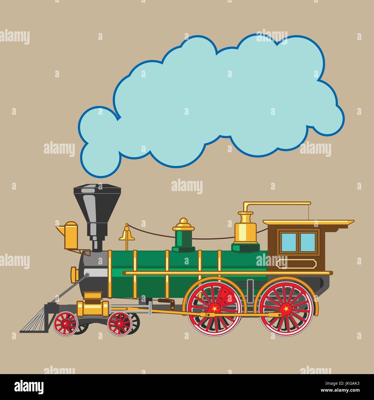 Bright cartoon steam locomotive Stock Vector
