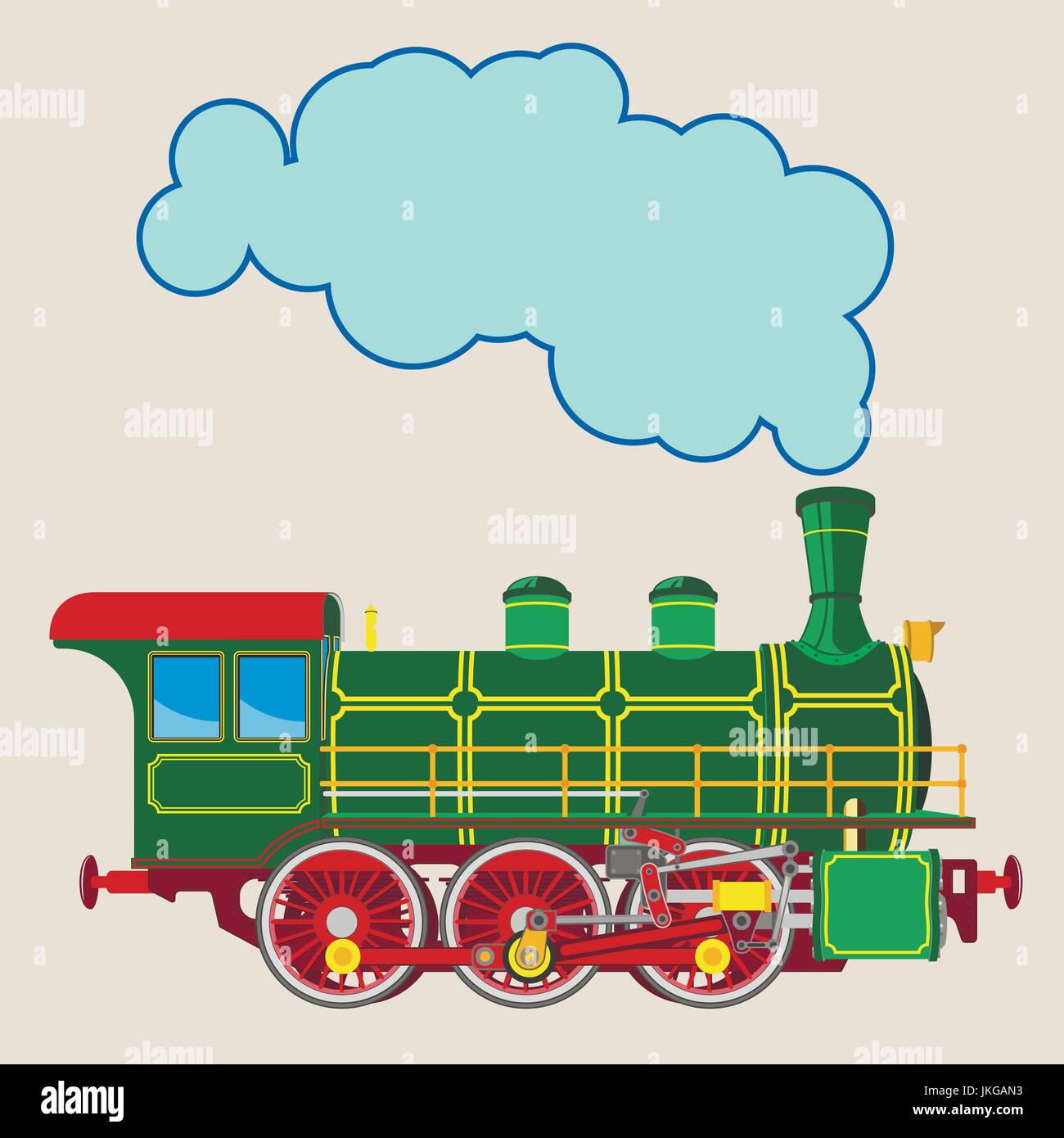 Bright cartoon steam locomotive Stock Vector