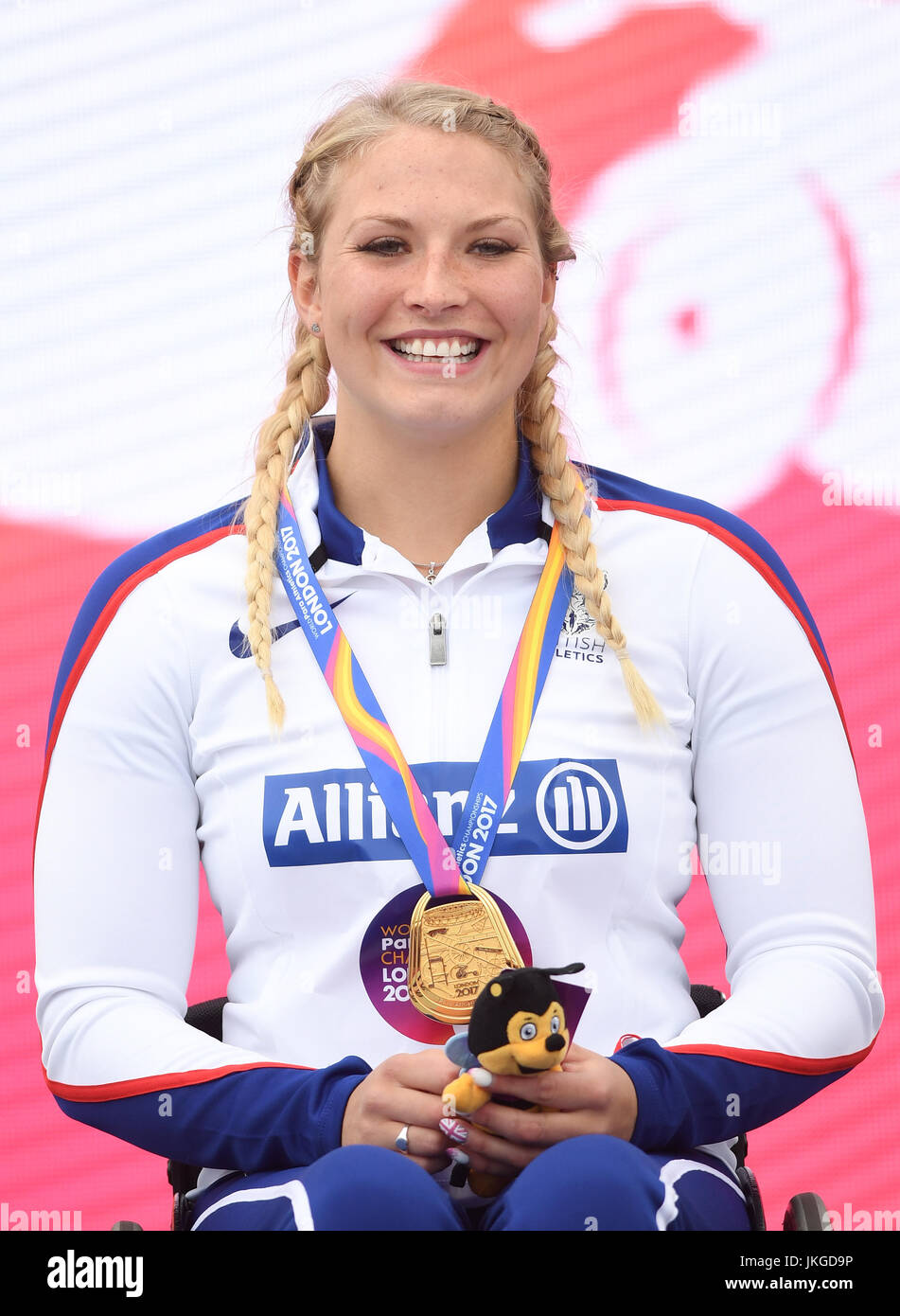 Great Britains Sammi Kinghorn With Her Gold Medal In The Womens 100m