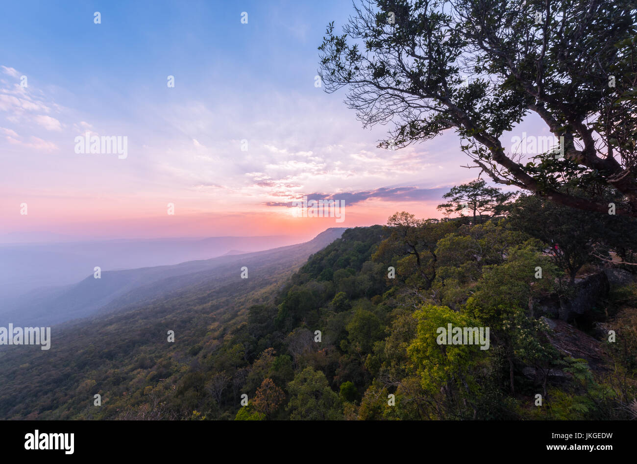 Beautiful Sky And Sunset At Pha Mak Duk Cliff Phu Kradueng National beautiful-sky-and-sunset-at-pha-mak-duk-cliff-phu-kradueng-national