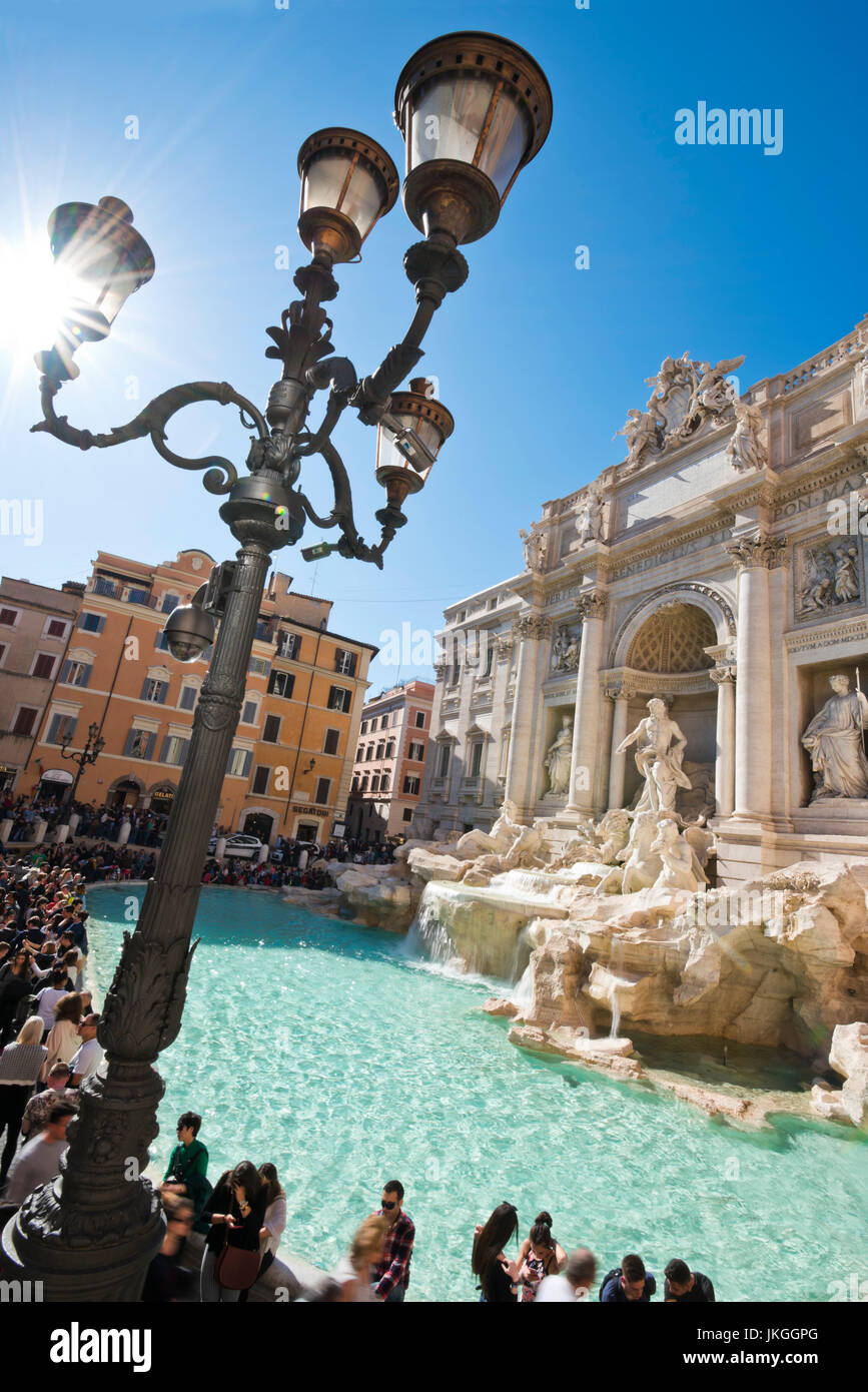 Vertical aerial view across the Trevi Fountain in Rome. Stock Photo