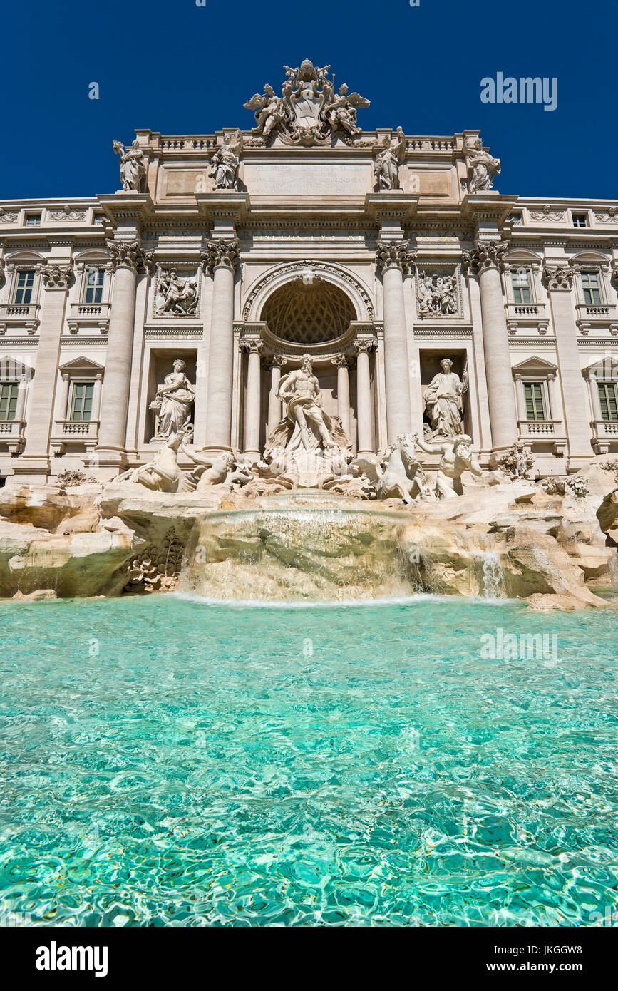 Vertical close up view of the Trevi Fountain in Rome. Stock Photo