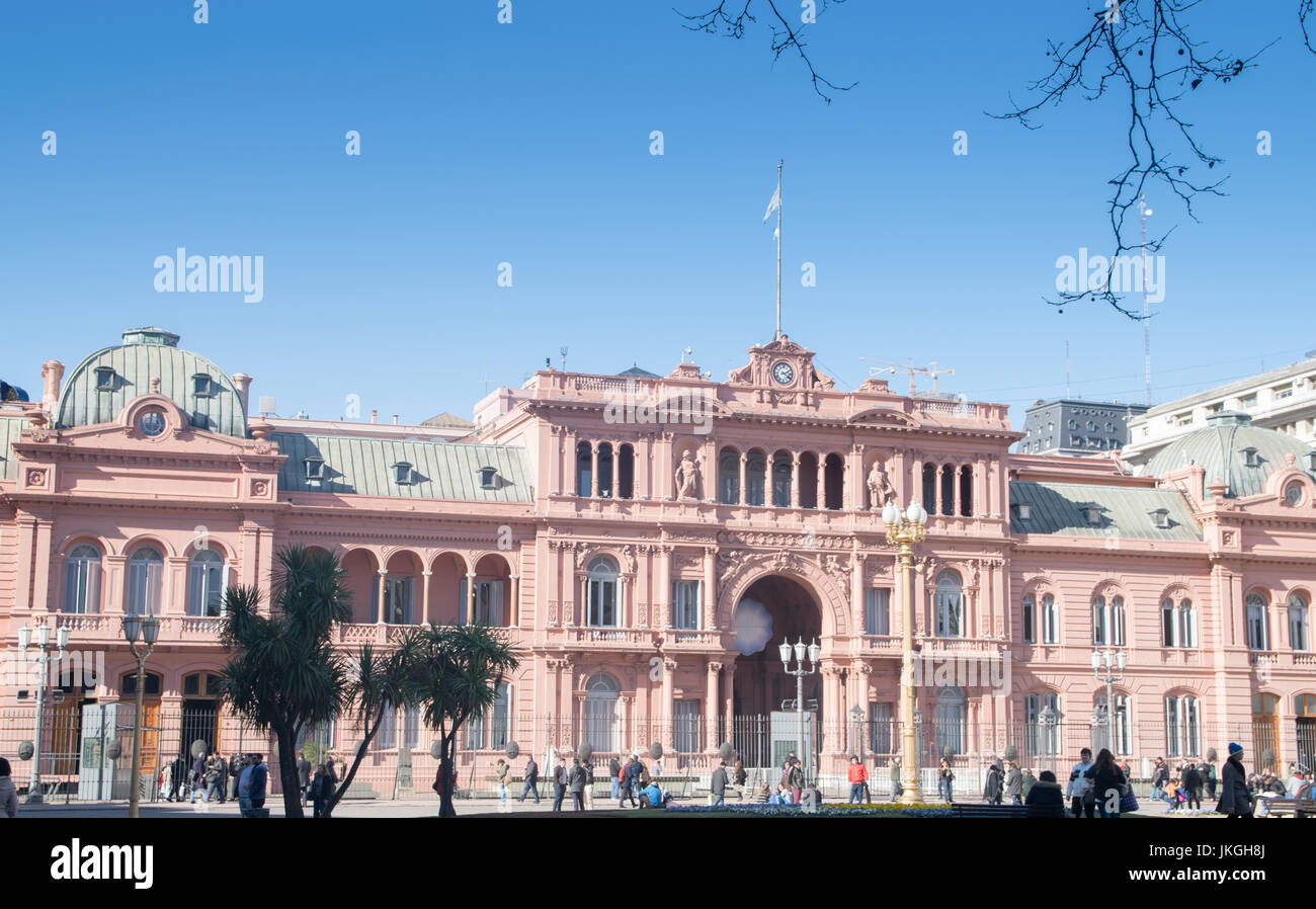 BUENOS AIRES, ARGENTINE - JULY 18, 2017:  Casa Rosada (pink house) Buenos Aires Argentina.La Casa Rosada is the official seat of the executive branch  Stock Photo