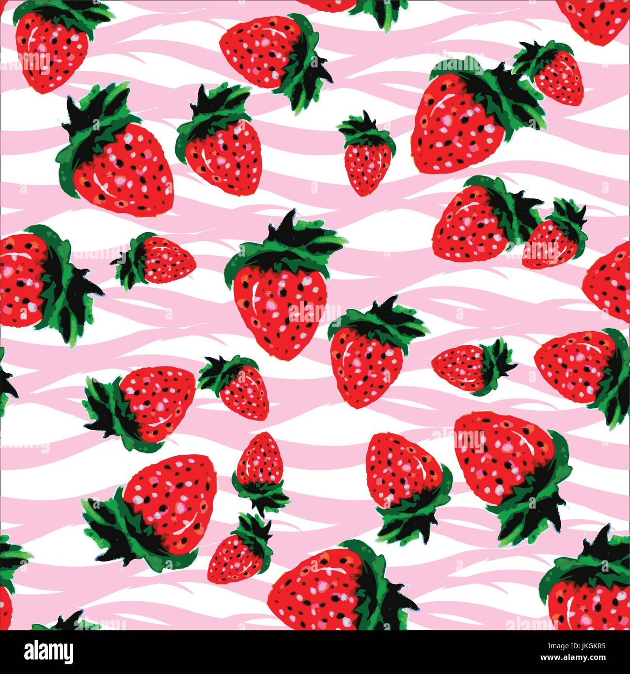 Seamless pattern made of strawberries of different shapes and sizes ...