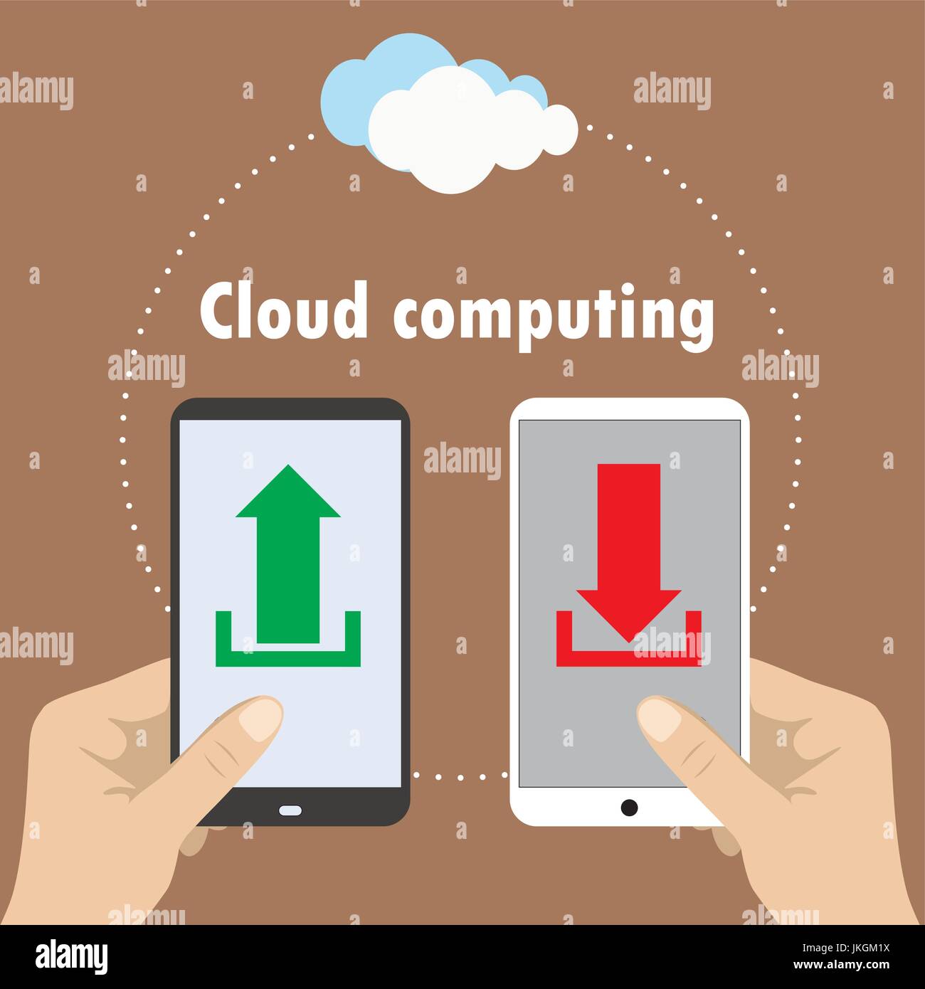 Hand holding smartphone, cloud computing , vector illustration Stock ...