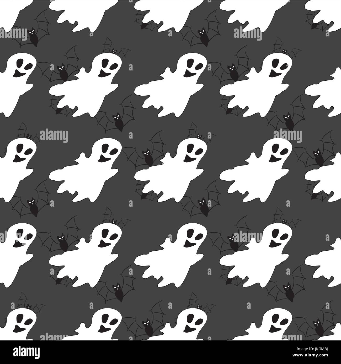 Seamless pattern with white ghosts. Seamless pattern can be used for wallpaper, pattern fills, web page backgrounds, surface textures. Stock Vector