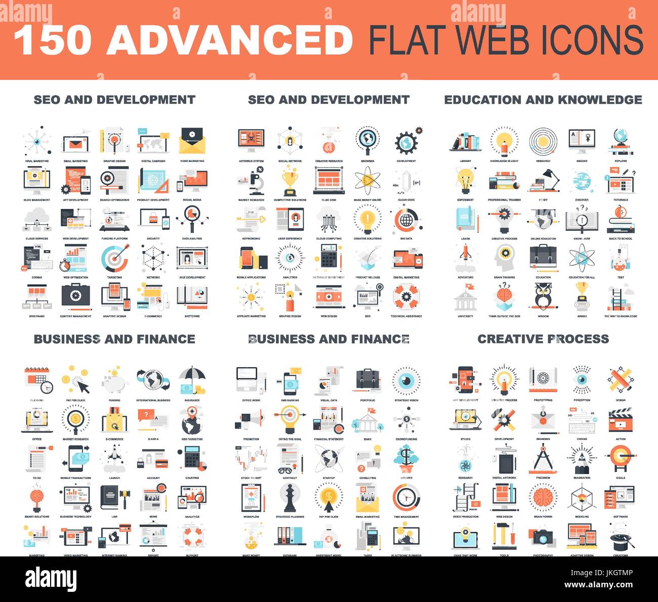 Advanced Flat Web Icons Stock Vector Image & Art - Alamy