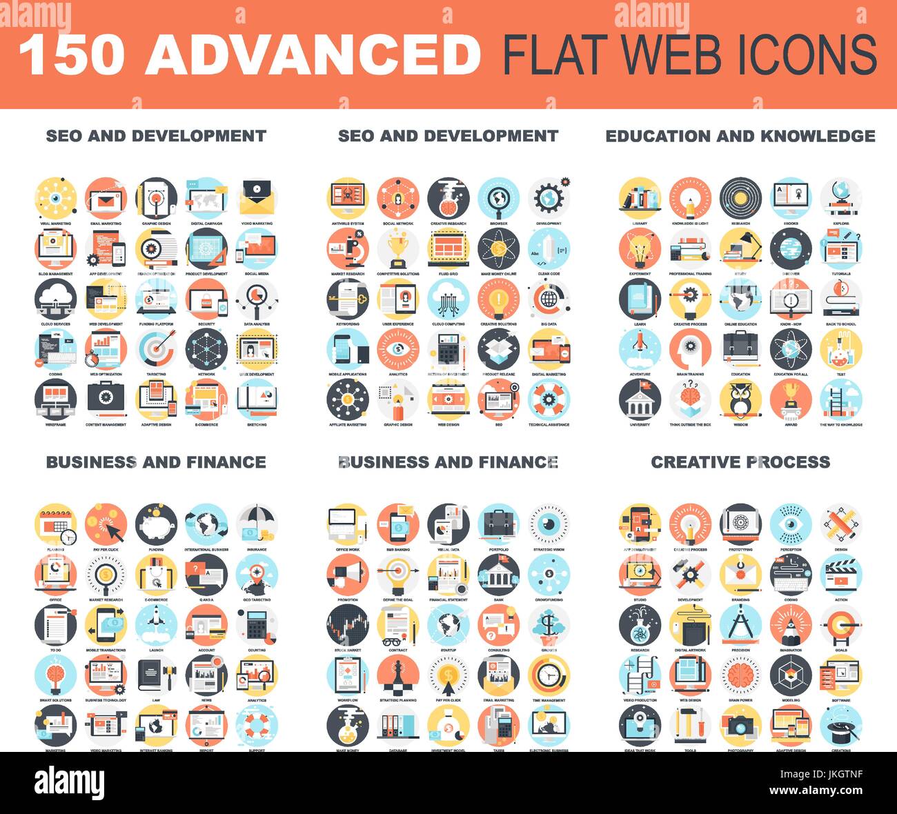 Advanced Flat Web Icons Stock Vector Image & Art - Alamy