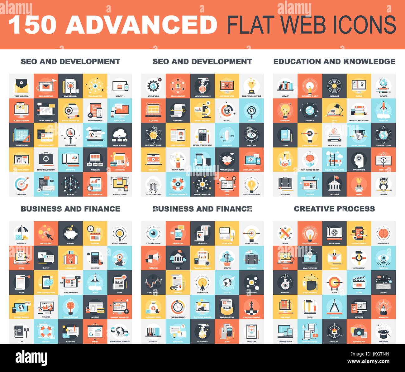 Advanced Flat Web Icons Stock Vector Image & Art - Alamy