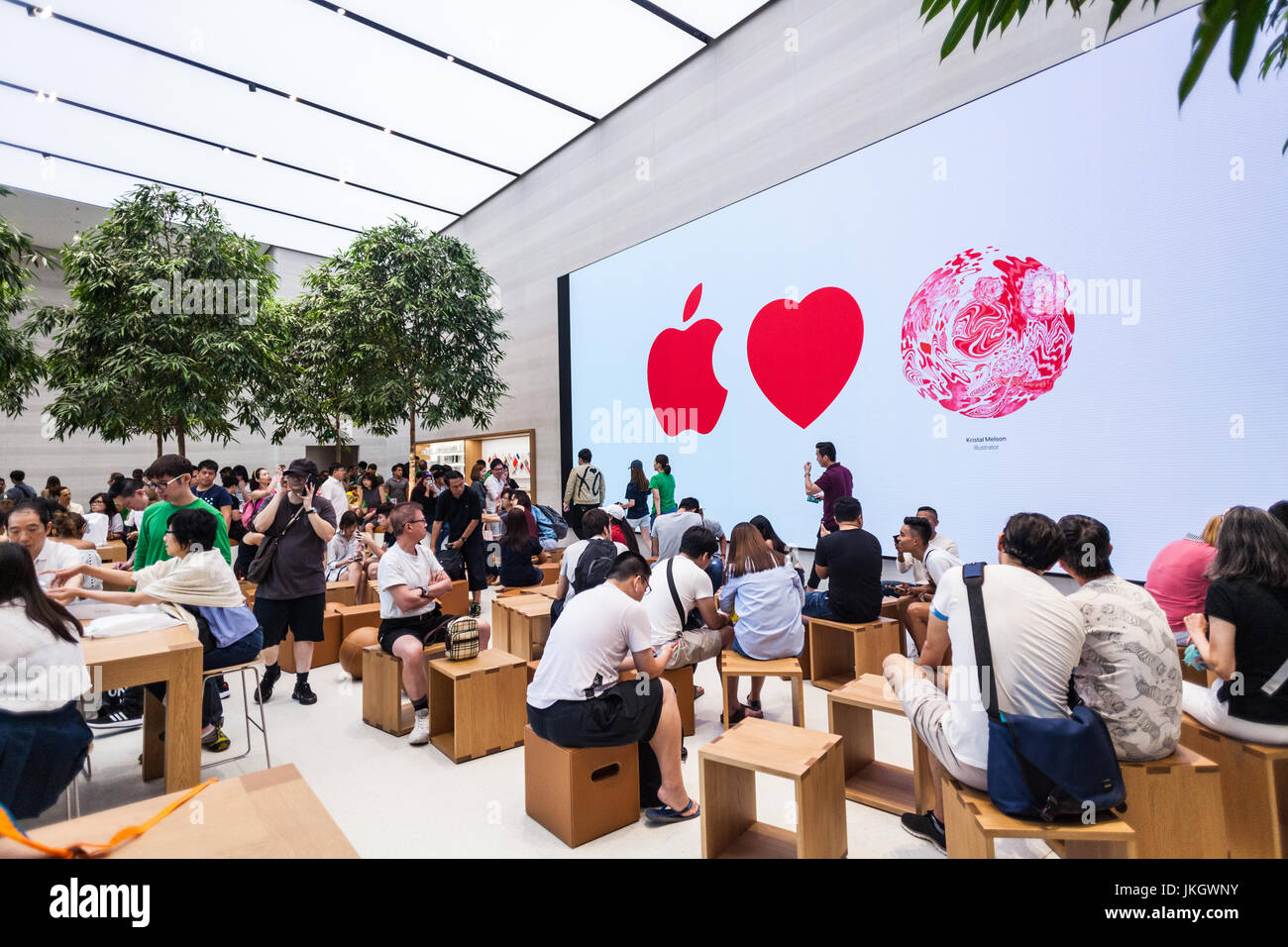 SINGAPORE - MAY 28, 2017: Oppening of the first Apple Store in