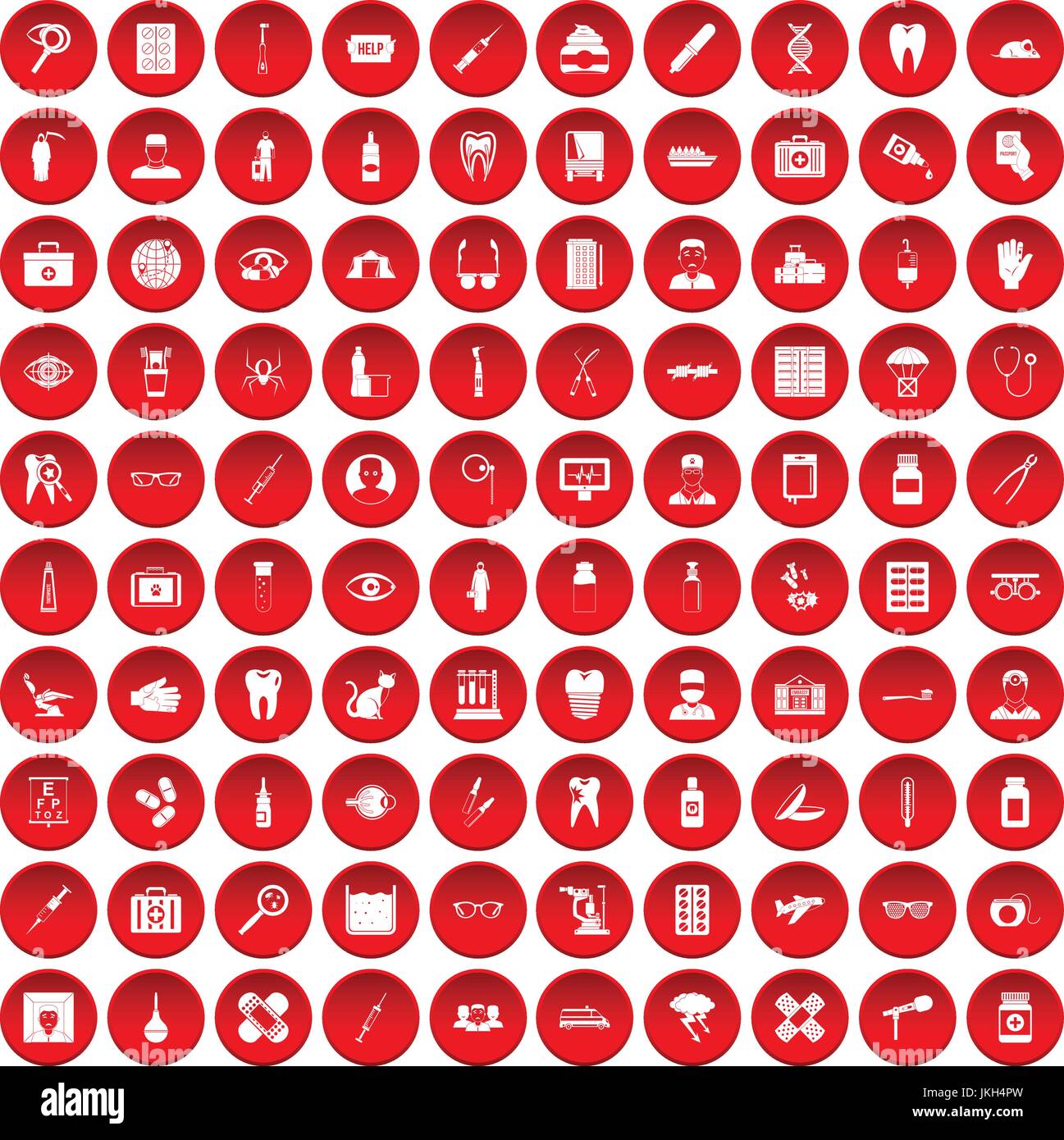 100 Doctor Icons Set Red Stock Vector Image Art Alamy