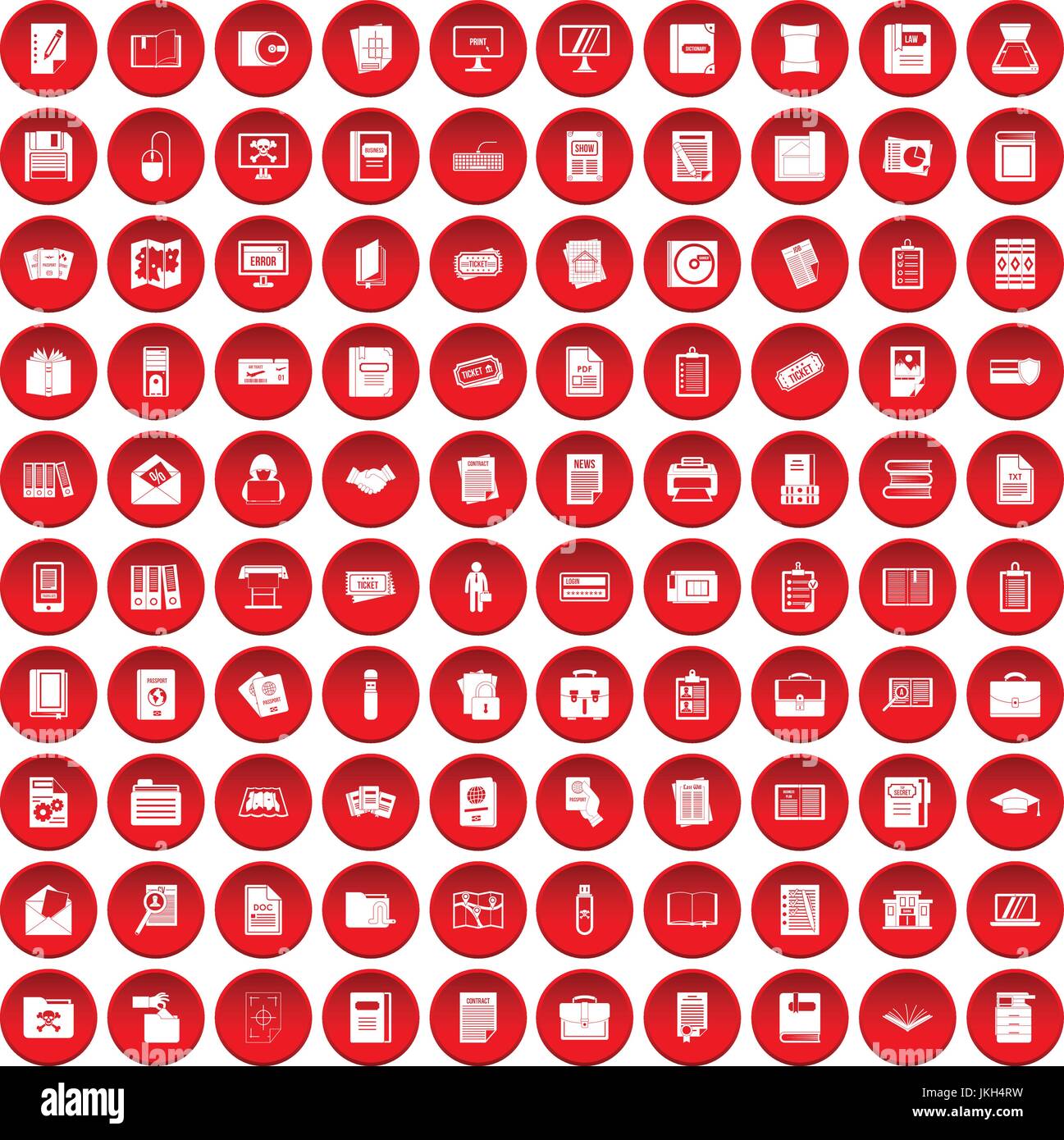 100 document icons set red Stock Vector Image & Art - Alamy