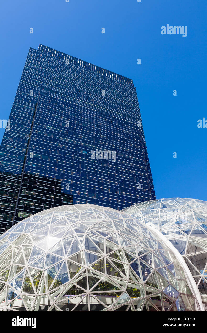 Amazon Corporate Headquarters and Spheres, Seattle, Washington Stock Photo