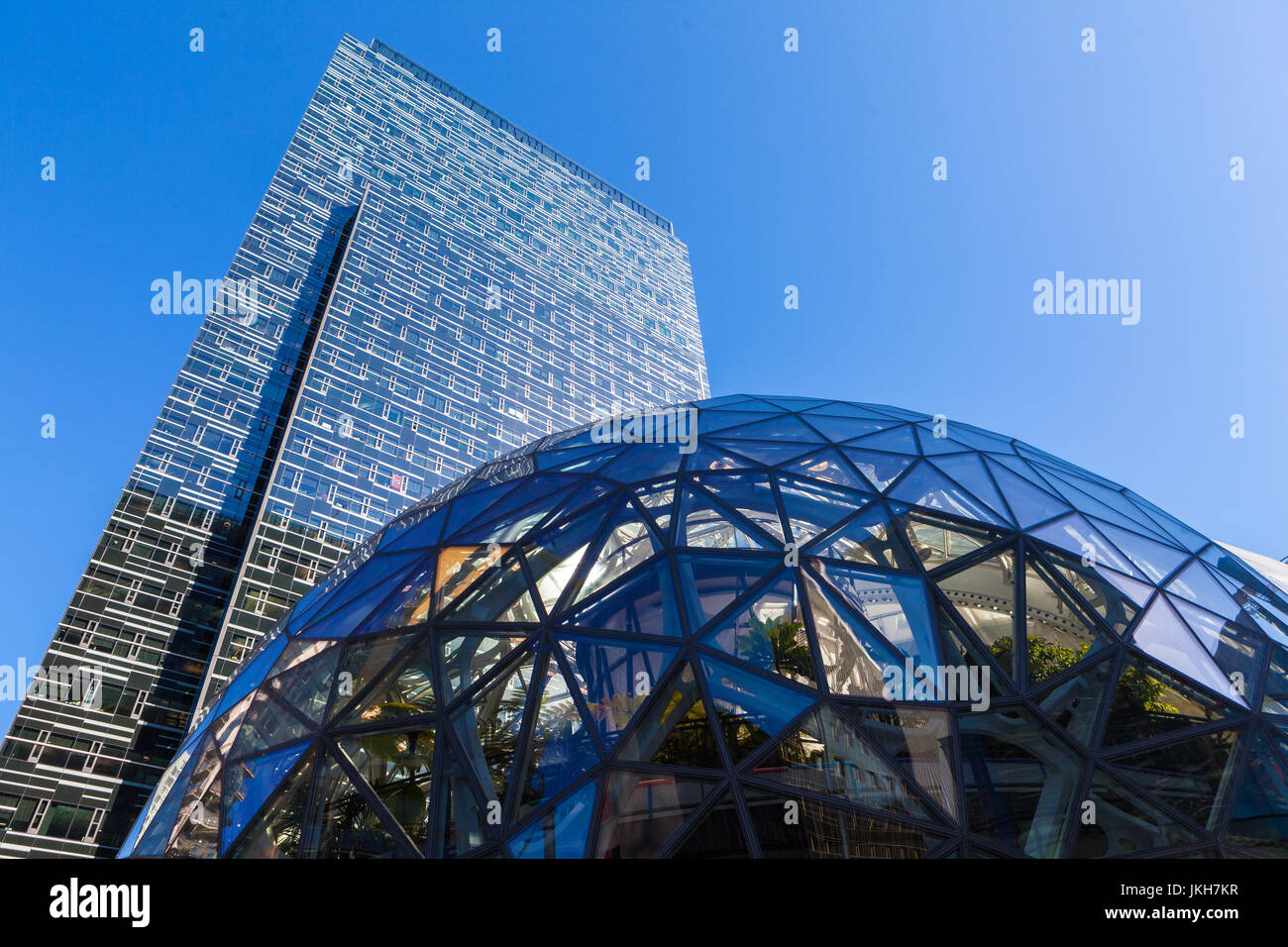 Amazon Corporate Headquarters and Spheres, Seattle, Washington Stock Photo