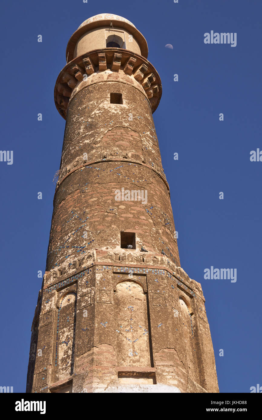 Minaret of a historic mosque in the desert city of Nagaur in Rajasthan, India. Stock Photo