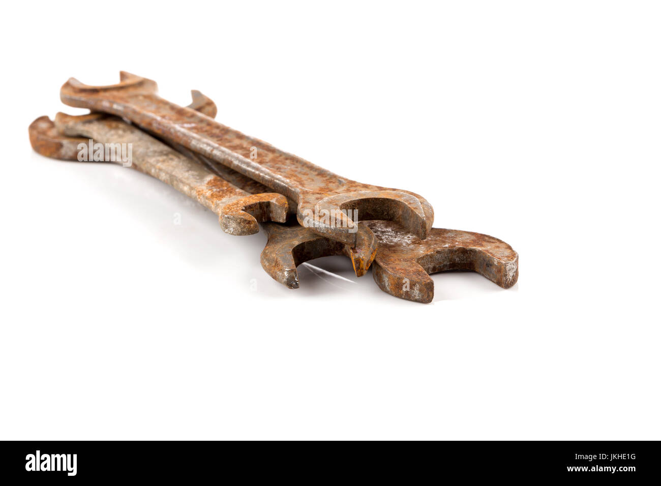 old rusty spanners isolated on white background Stock Photo Alamy