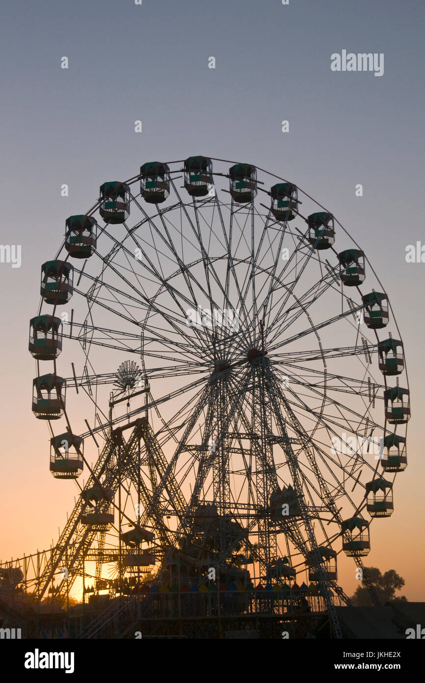 Ferris wheel at the annual Pushkar Fair in Rajasthan, India. Stock Photo