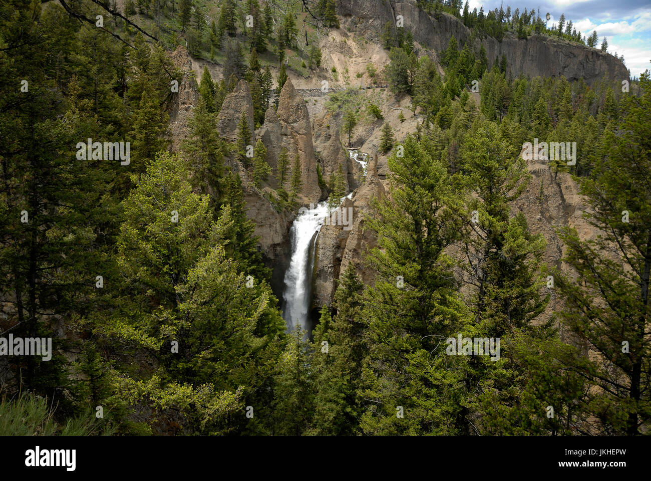 Tower Falls in June, Yellowstone National Park Stock Photo