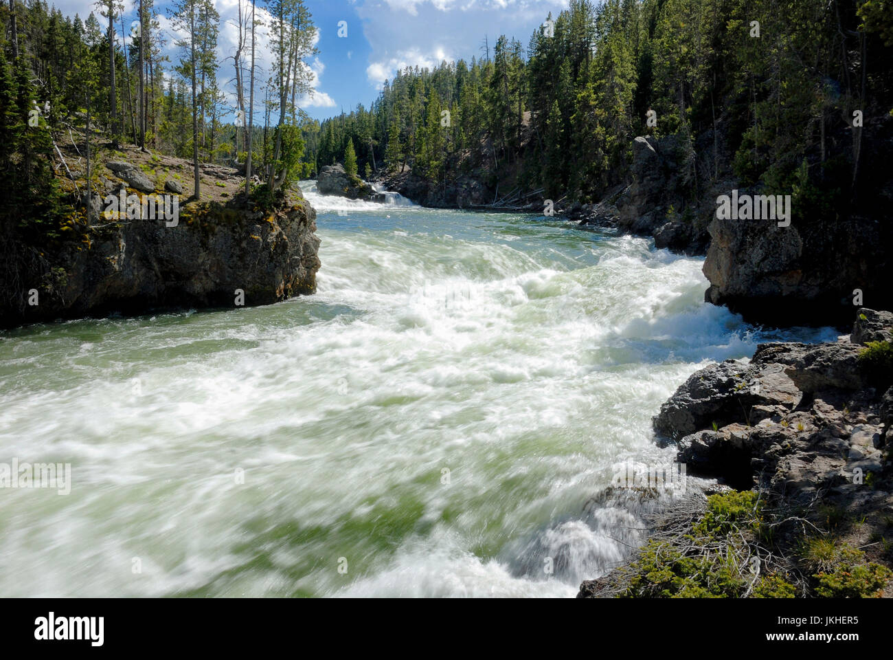 Top of the upper falls of the grand canyon of the yellowstone river, Yellowstone Naitonal Park, Wyoming, USA Stock Photo