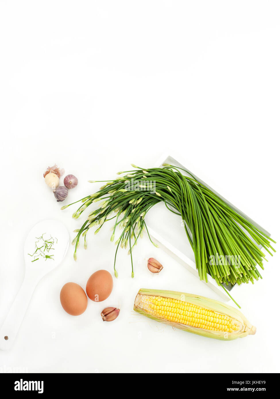 Garlic chives stir prepare with eggs garlic and mixers food menu Thai